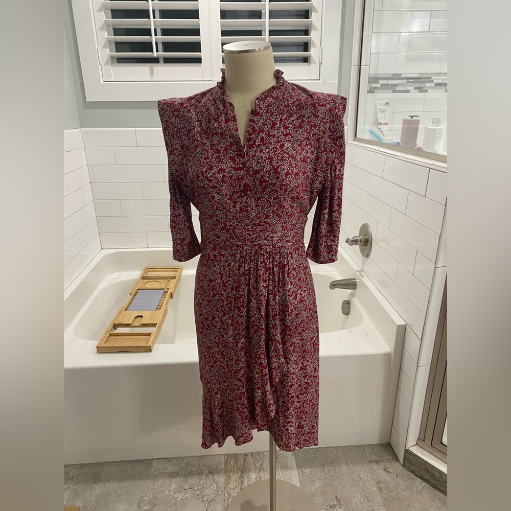 ba&sh Red Floral Midi Dress - Size Medium